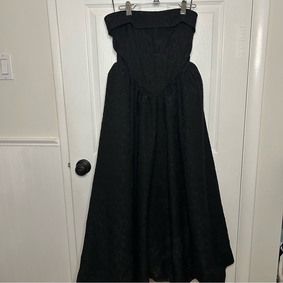 BHLDN Jacquard Strapless Basque-Waist Corset Fit & Flare Gown - Picture 3 of 16